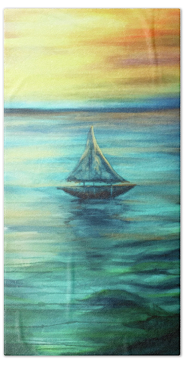 Reflections Beach Sheet featuring the painting Reflections of Peace by Michelle Pier