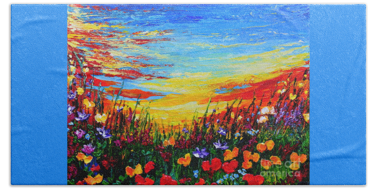 Sunset Beach Towel featuring the painting Relax by Teresa Wegrzyn