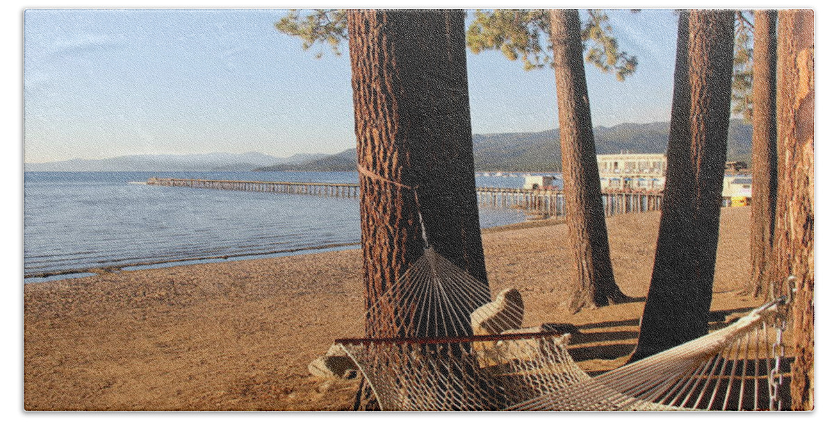 Relax Beach Towel featuring the photograph Relaxing on Lake Tahoe by Pat Cook