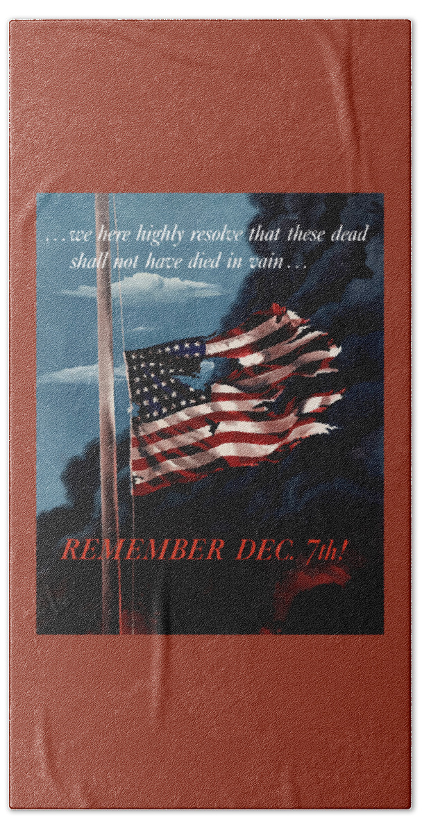 American Flag Beach Towel featuring the painting Remember December Seventh by War Is Hell Store