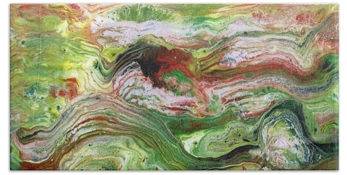 Acrylic Beach Sheet featuring the mixed media Remembering Vincent-Acrylic Pour #12 by Richard Ortolano