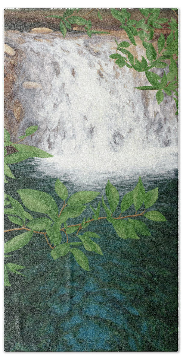 Waterfall Beach Towel featuring the painting Replenishment by Darin Jones