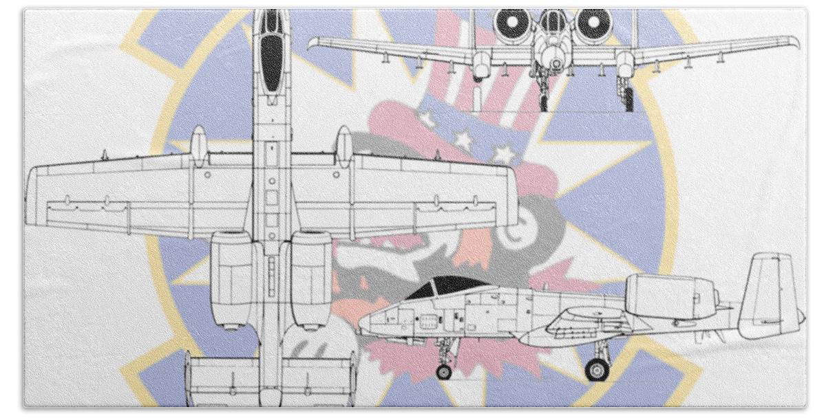 Republic Beach Sheet featuring the digital art Republic A-10 Thunderbolt II by Arthur Eggers