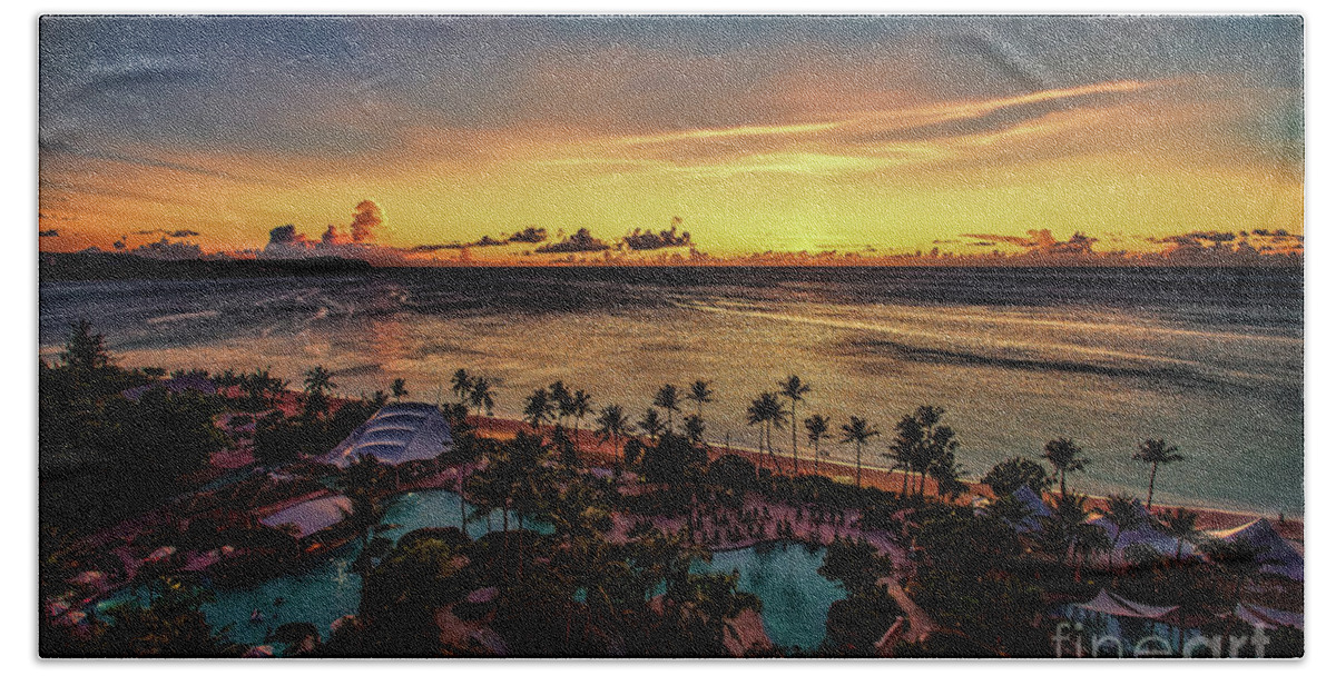 Guam Beach Sheet featuring the photograph Resort Sunset by Ray Shiu