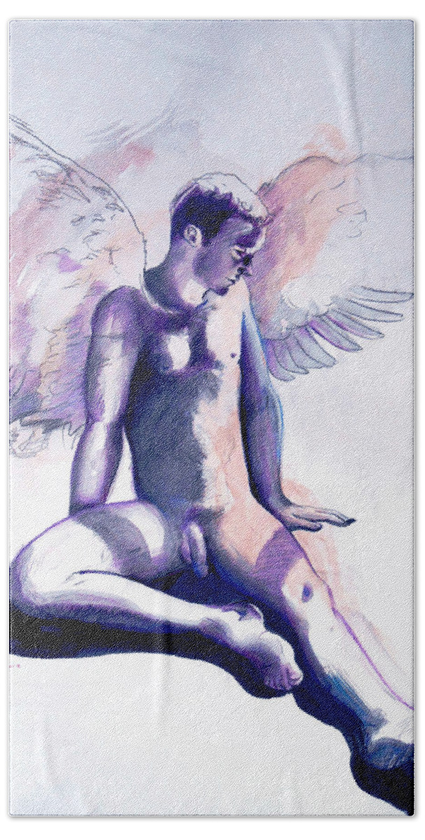 Angels Beach Sheet featuring the painting Resting Angel by Rene Capone