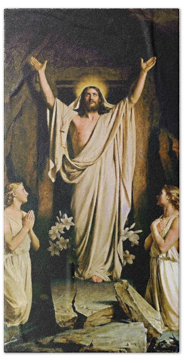 Resurrection Beach Towel featuring the painting Resurrection by Carl Heinrich Bloch