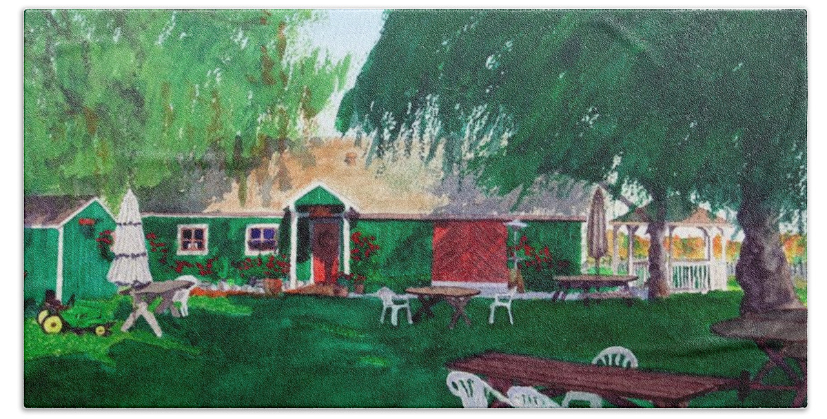 Winery Beach Sheet featuring the painting Retzlaff Winery by Mike Robles