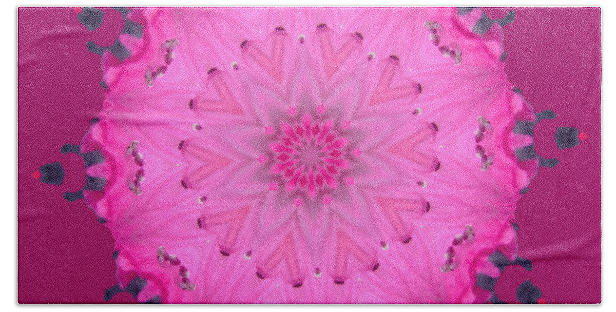 Floral Beach Towel featuring the digital art Rhoda Mandala 1 by Julia Underwood