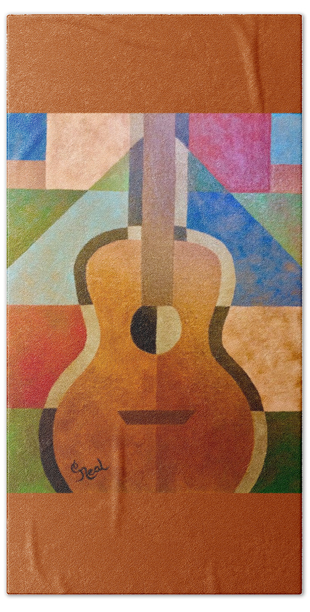 Guitar Beach Sheet featuring the painting Rhythm Guitar by Carol Neal