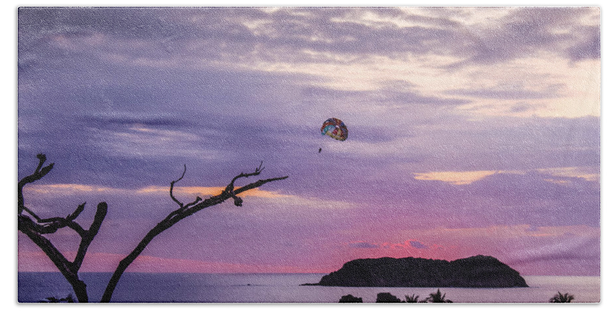 Parasailing Beach Towel featuring the photograph Riding Off Into The Sunset by Lorraine Baum