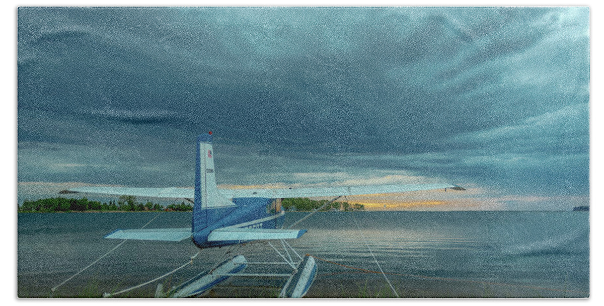 Grand Marais Mi Beach Towel featuring the photograph Riding the storm out by Gary McCormick