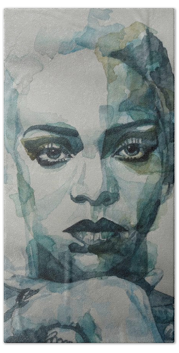 Barbabian Beach Towel featuring the painting Rihanna - Art by Paul Lovering