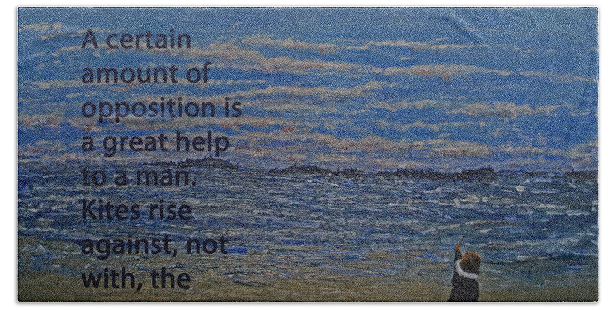 Quotation Beach Sheet featuring the painting Rise Against The Wind by Ian MacDonald