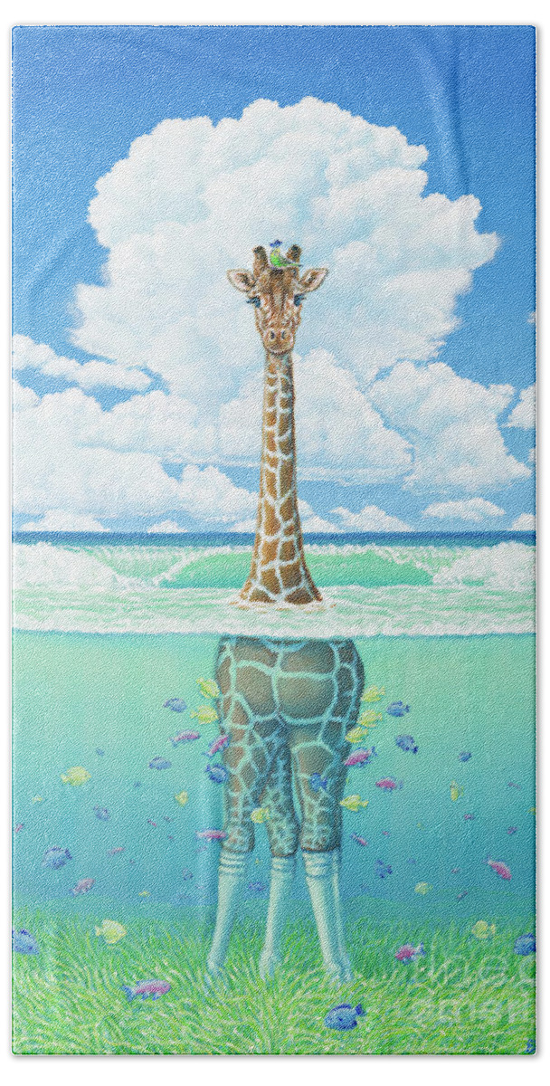Giraffe Beach Towel featuring the painting Rising Sea by Elisabeth Sullivan