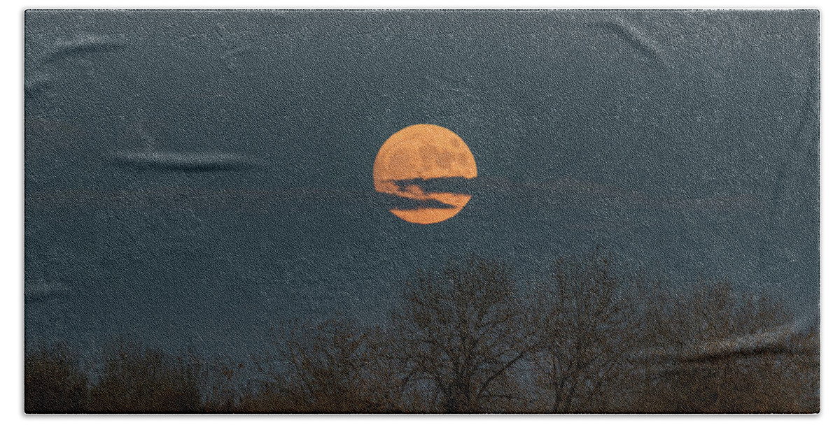 Moon Beach Towel featuring the photograph Rising Supermoon in Colorado by Tony Hake