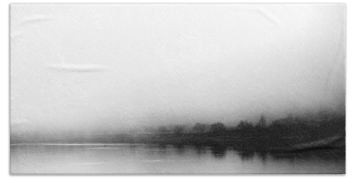 Mist Beach Towel featuring the photograph River Mist Haiku by Theresa Tahara