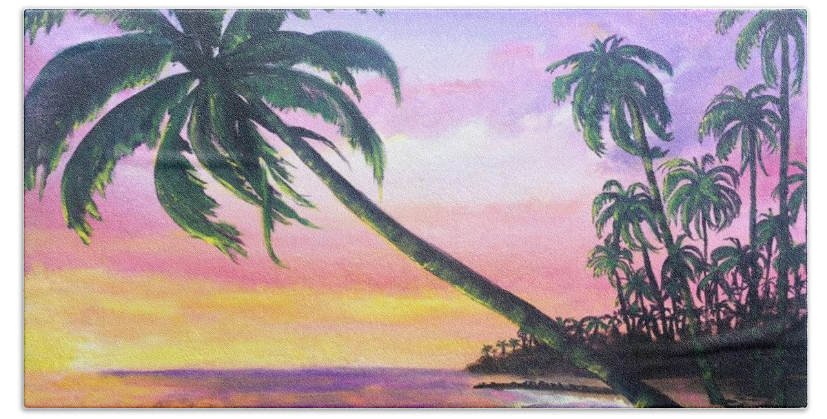 Palm Beach Towel featuring the painting River Road Sunrise by Dawn Harrell
