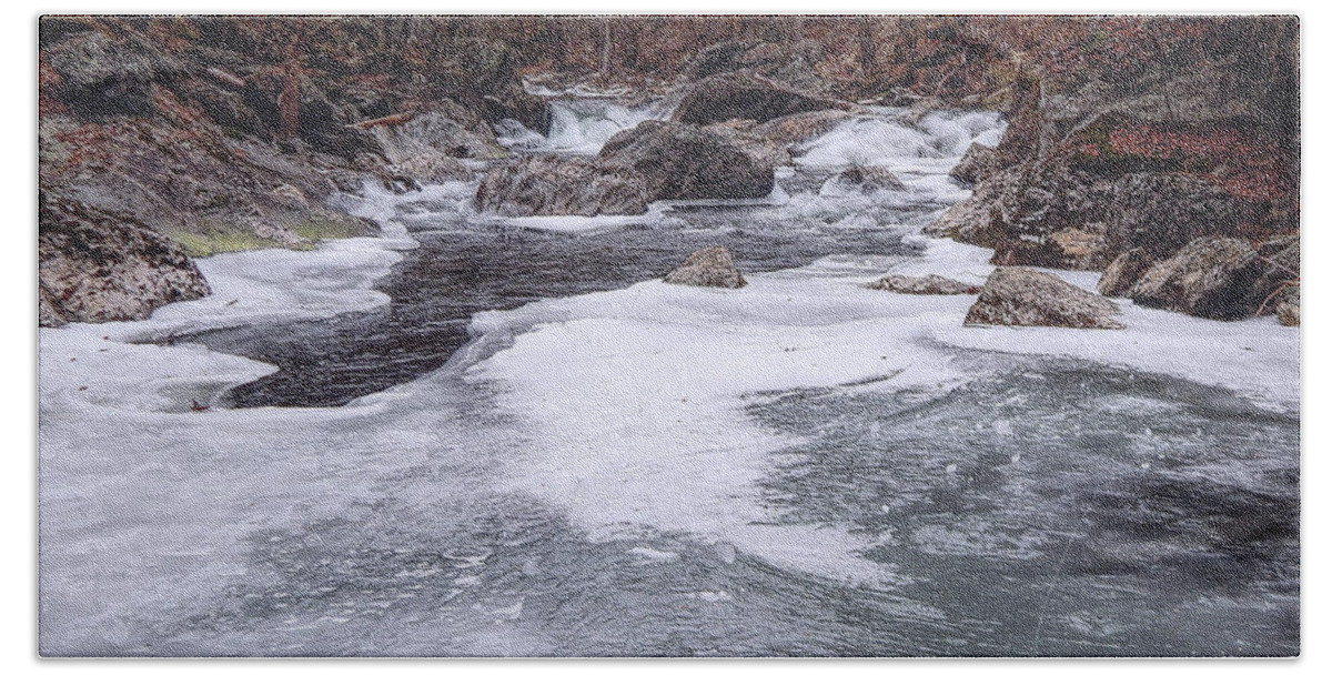 Photography Beach Towel featuring the photograph River With Ice by Phil Perkins