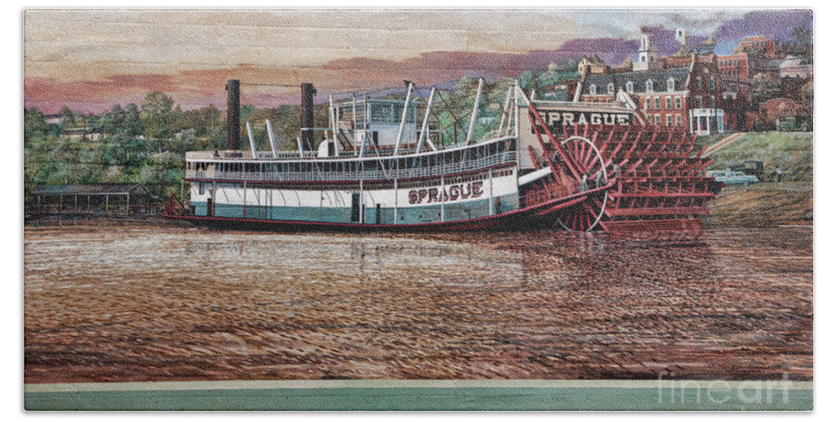  Beach Towel featuring the photograph Riverboat Mural Mississippi by Chuck Kuhn
