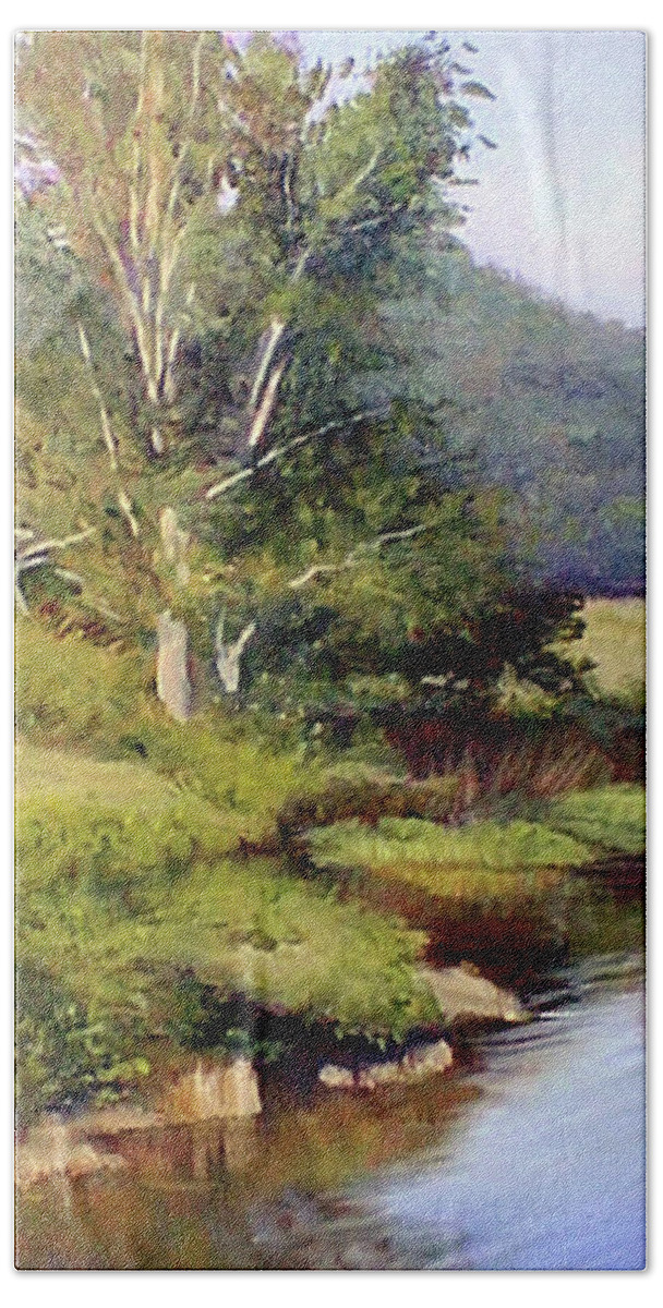 River Beach Towel featuring the painting River's Edge by Marie Witte