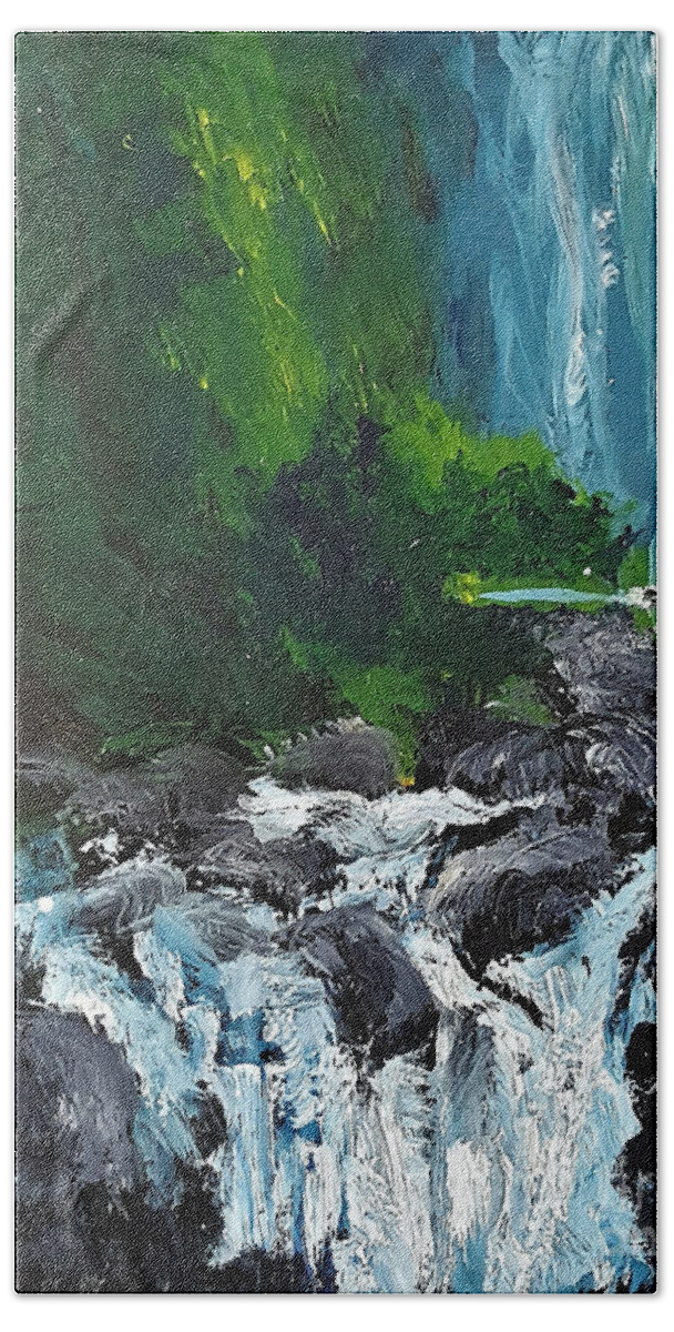 Waterfalls Beach Sheet featuring the painting Road to Hana by Fred Wilson