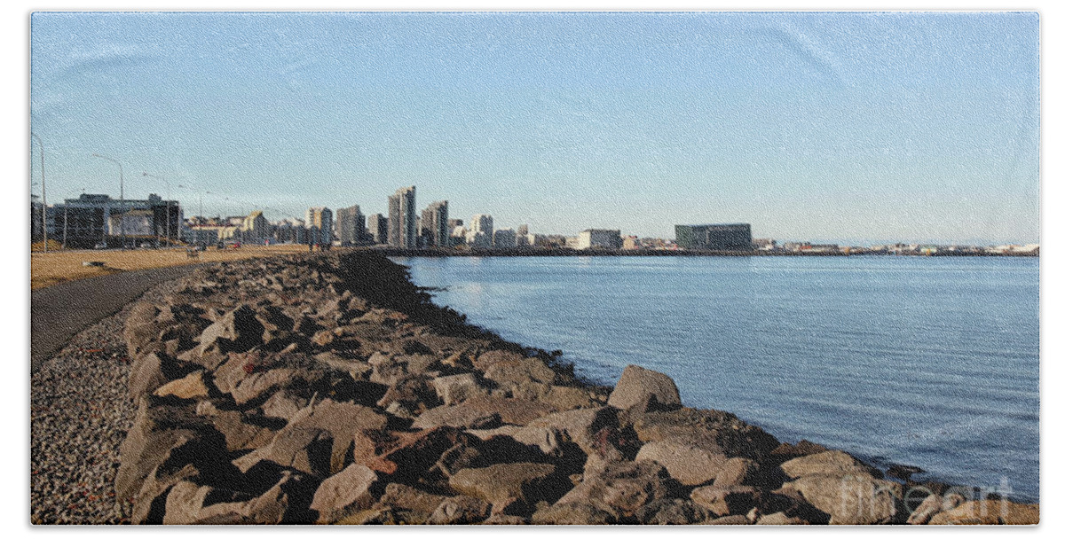 Reykjavik Beach Towel featuring the photograph Road to Reykjavik by Jasna Buncic