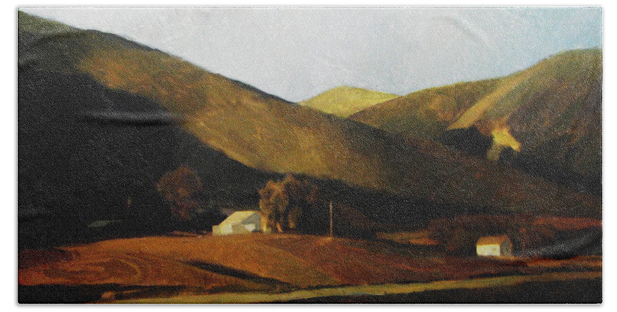 Landscape Beach Towel featuring the painting Roadside by Thomas Tribby