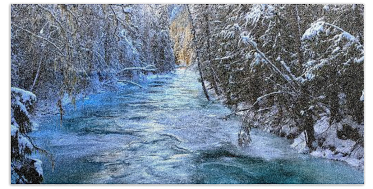 Robson River Beach Towel featuring the photograph Robson River Winter Spectacular by Adam Jewell