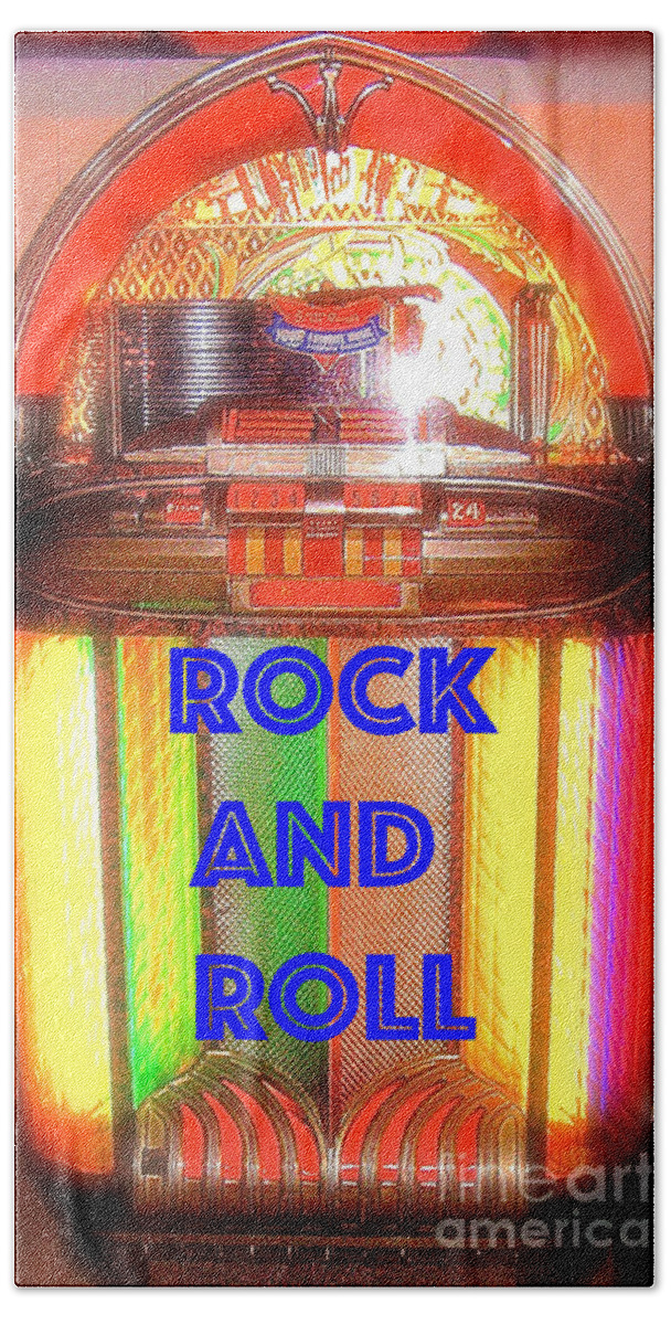 Music Beach Towel featuring the photograph Rock And Roll Jukebox by Jerome Stumphauzer
