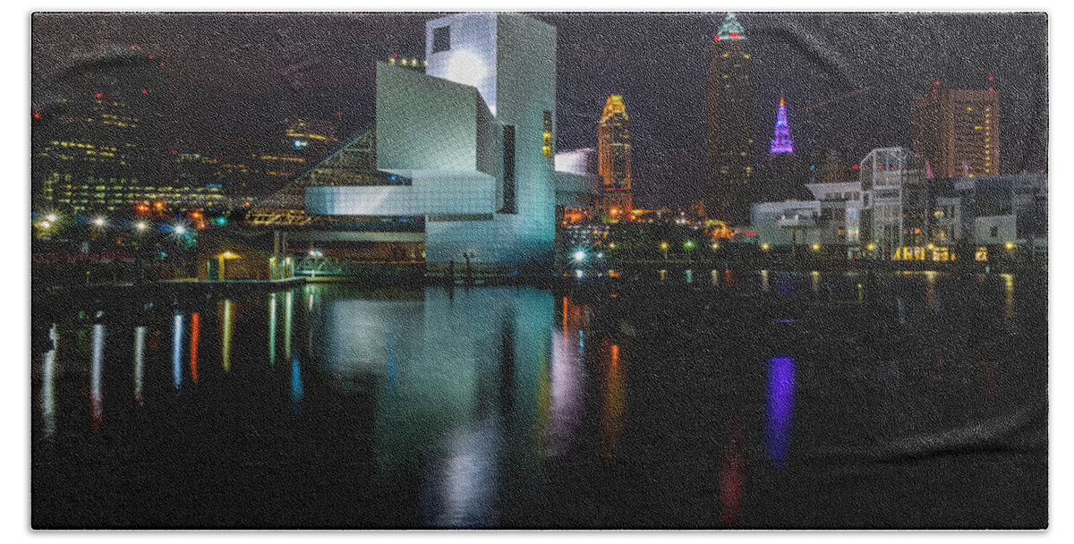 Cleveland Beach Towel featuring the photograph Rock Hall Reflections by Stewart Helberg