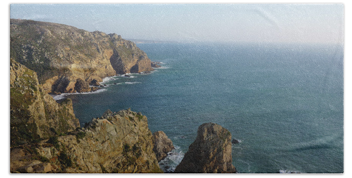 Cabo Da Roca Beach Towel featuring the photograph Rocks near to Cabo da Roca by Piotr Dulski