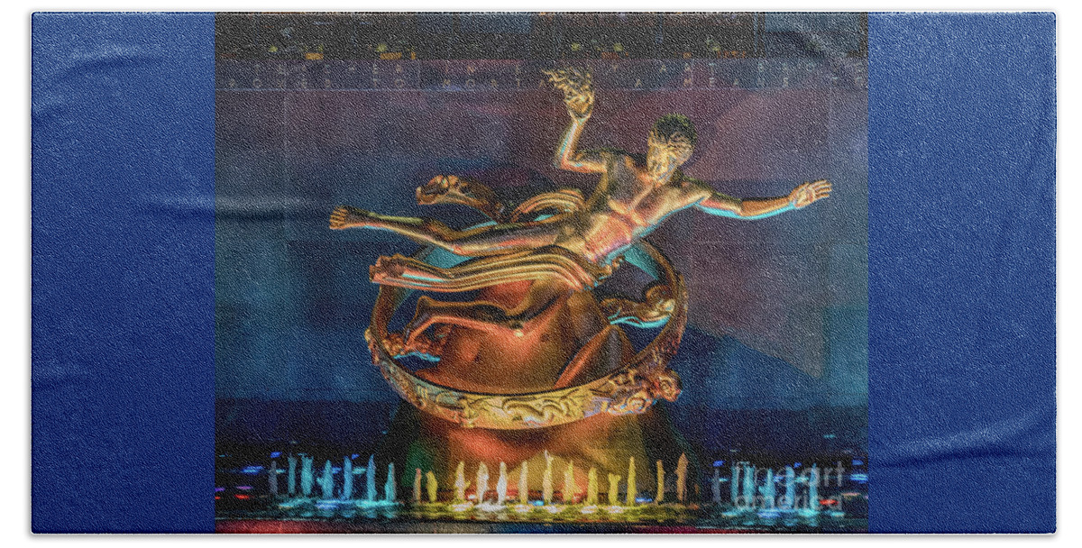 Nyc Beach Sheet featuring the photograph Rockefeller Bronze by Sue Karski