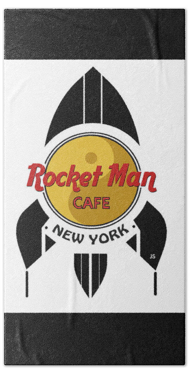 Rocket Man Cafe New York Beach Towel featuring the digital art Rocket Man Cafe New York by Joseph J Stevens