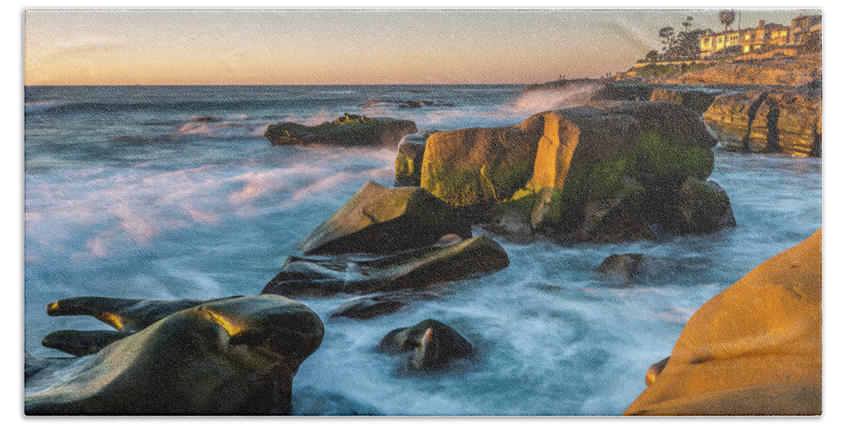 Beach Beach Towel featuring the photograph Rocky Coast La Jolla by Peter Tellone