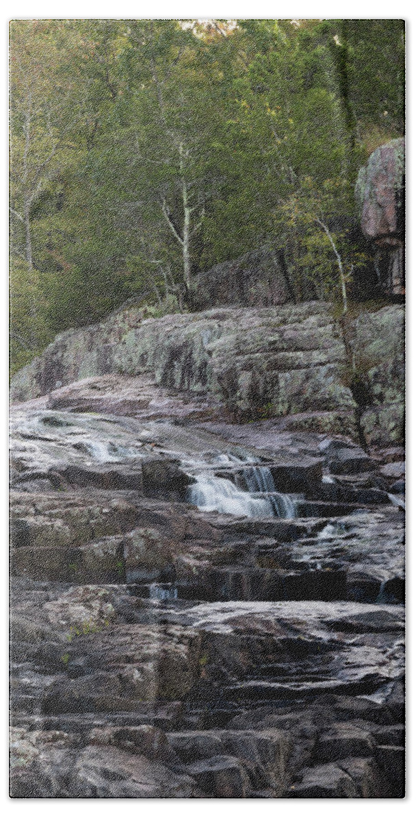 Rocky Falls Beach Towel featuring the photograph Rocky Falls by Holly Ross