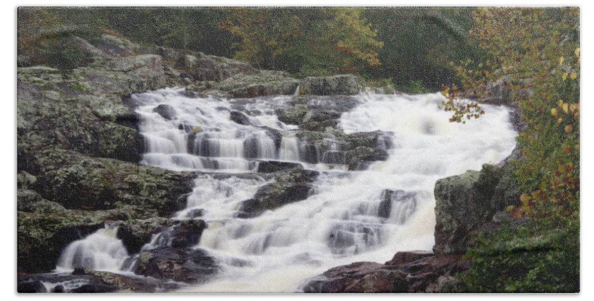 Rocky Falls Beach Towel featuring the photograph Rocky Falls by Marty Koch