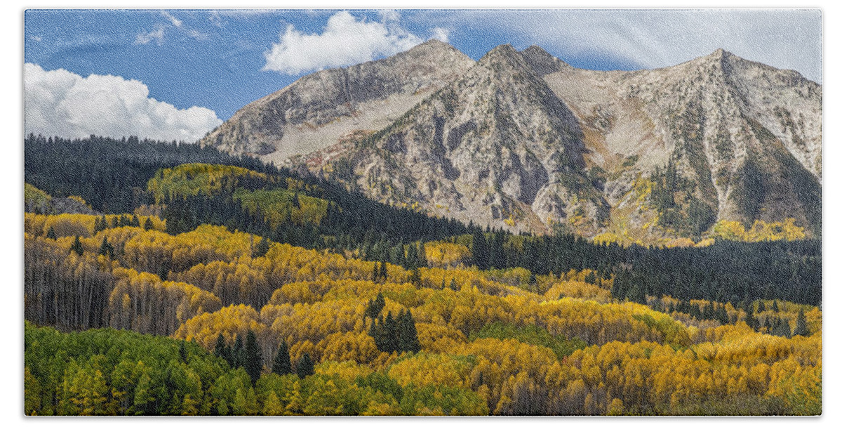 Scenic Beach Towel featuring the photograph Rocky Mountain Autumn Season Colors by James BO Insogna