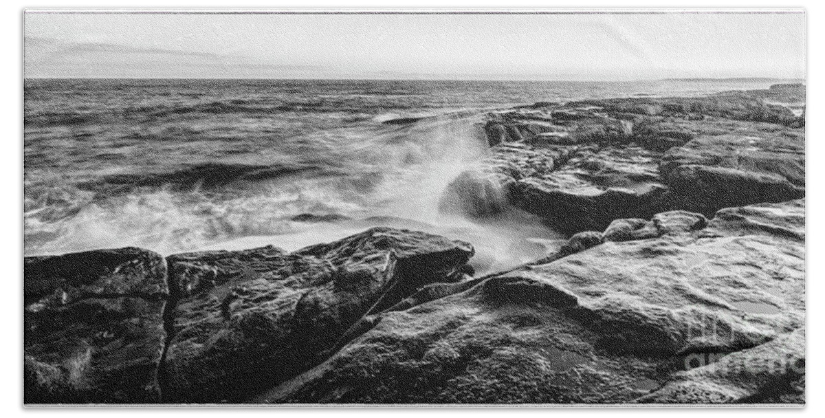 Rocky Shore Of Maine Beach Towel featuring the photograph Rocky Shore Of Maine by Felix Lai
