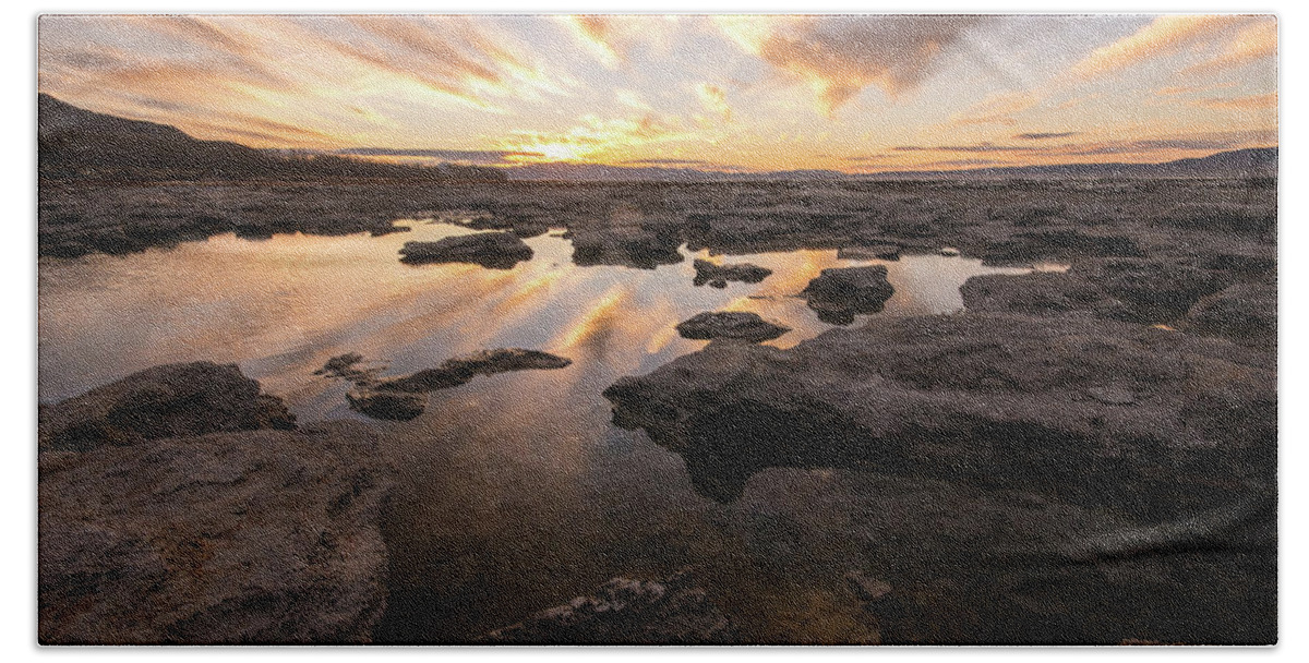 Utah Lake Beach Towel featuring the photograph Rocky Shores of Utah Lake by Wesley Aston
