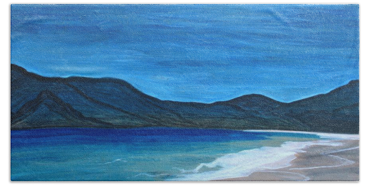 Barbara Beach Towel featuring the painting Romancing the Moon by Barbara Donovan