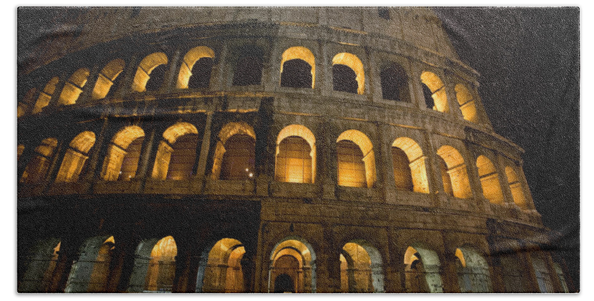 Colosseum Beach Sheet featuring the photograph ROME Colosseum By Night by Julian Wicksteed