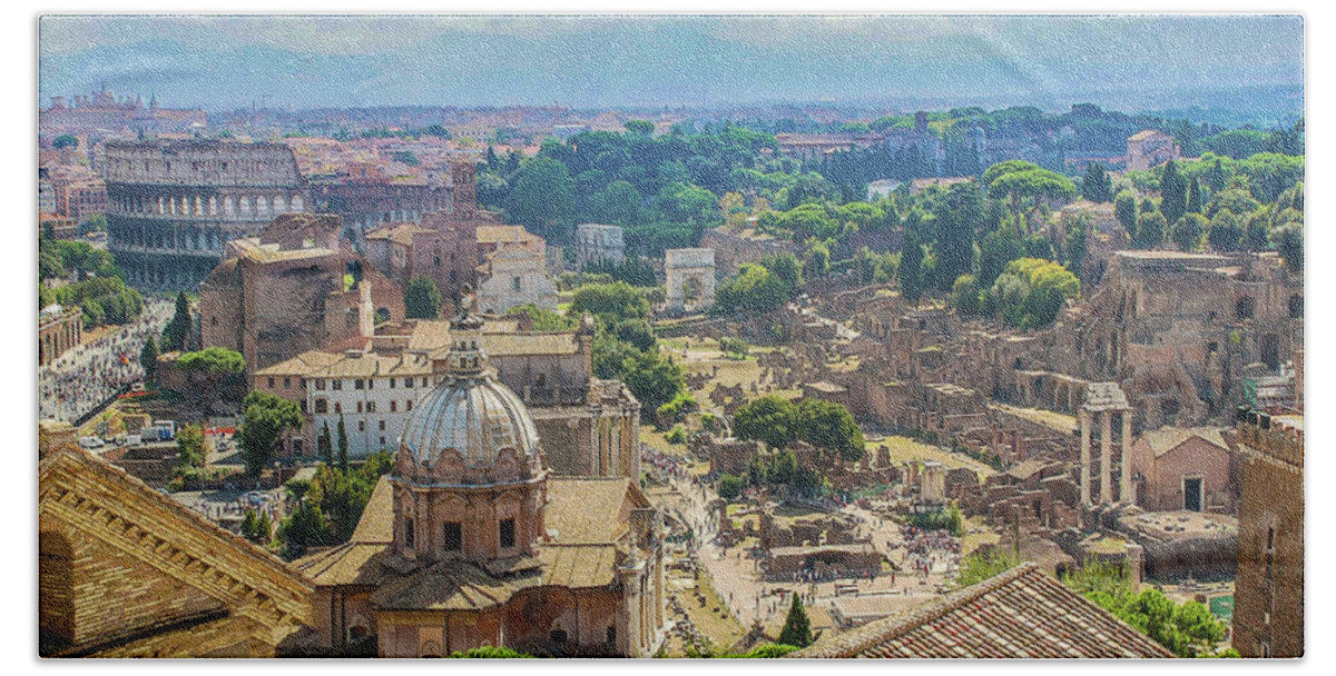 Rome Forum Beach Towel featuring the photograph Rome Forum by Maria Rabinky
