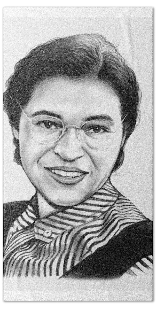 Rosa Parks Beach Towel featuring the drawing Rosa Parks by Greg Joens