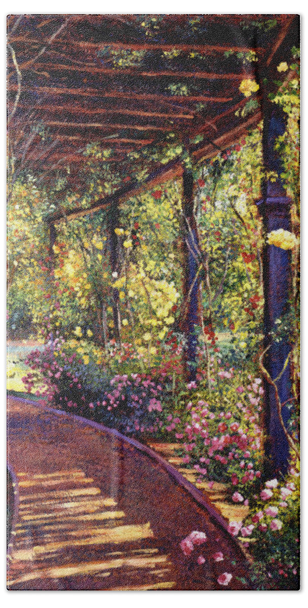 Flowers Beach Towel featuring the painting Rose Arbor Toluca Lake by David Lloyd Glover
