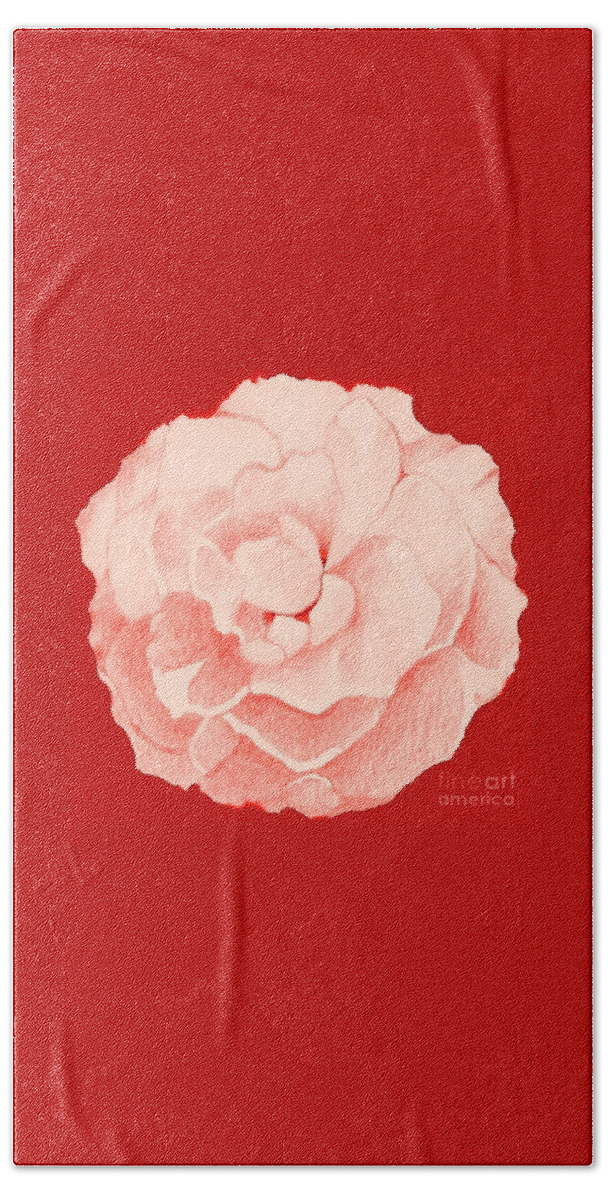 Pink Rose Beach Towel featuring the digital art Rose On Red by Helena Tiainen