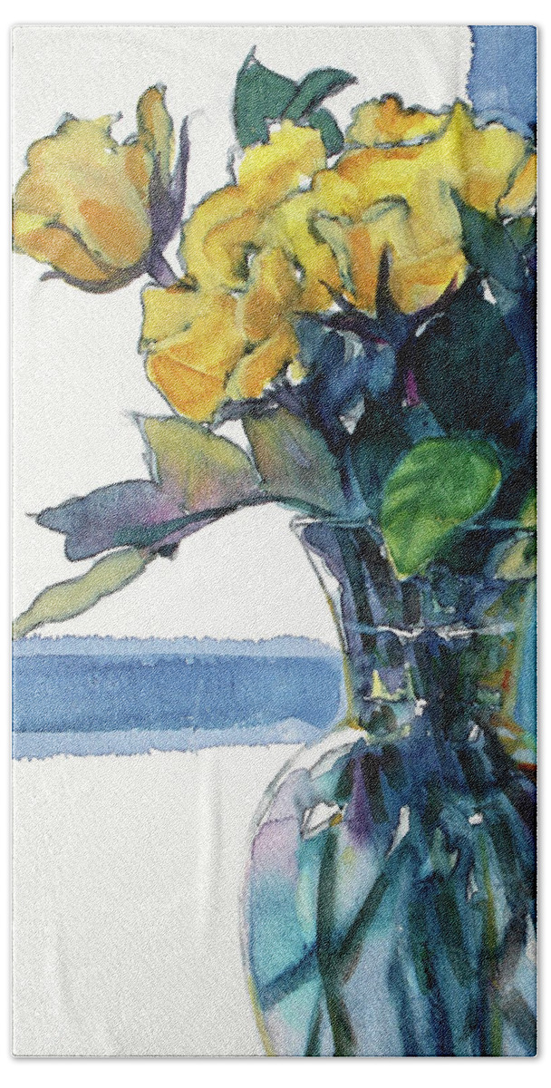 Paintings Beach Towel featuring the painting Roses in Vase Still Life I by Kathy Braud