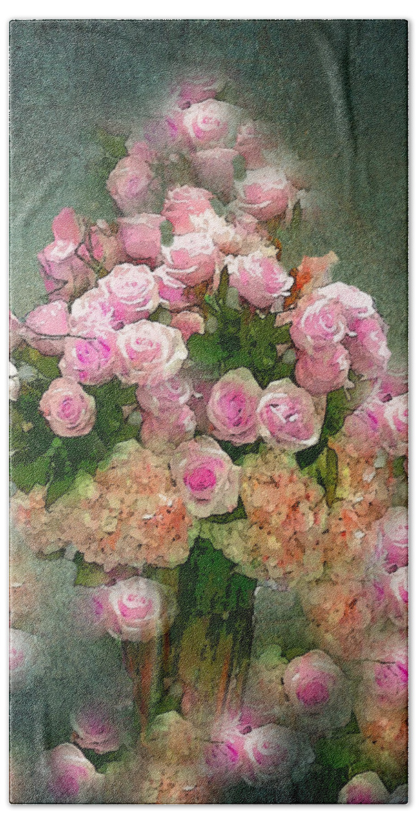 Roses Beach Sheet featuring the photograph Roses Pink And Shabby Chic by Saundra Myles