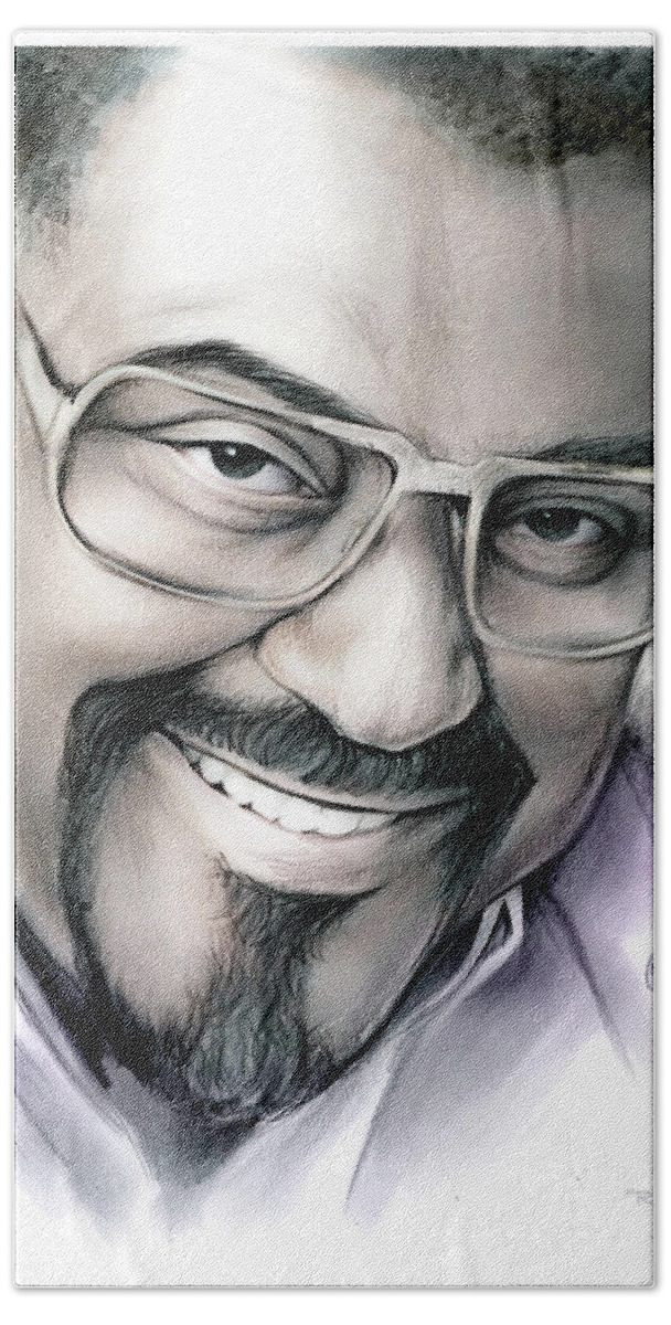 Rosey Grier Beach Towel featuring the drawing Rosey Grier by Greg Joens