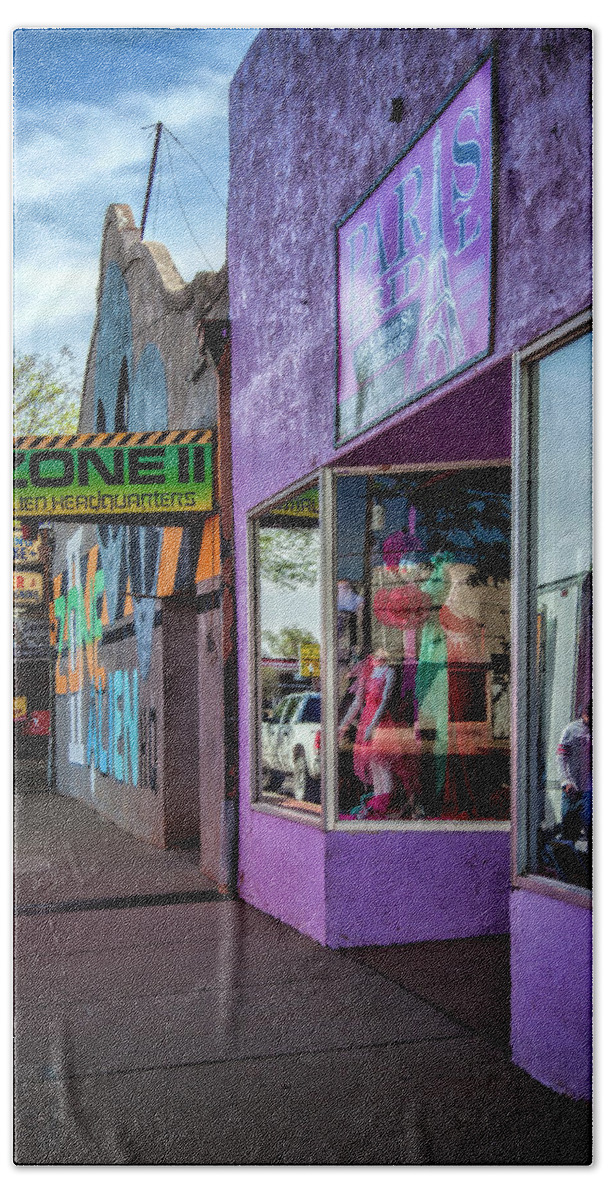 Alien Beach Towel featuring the photograph Roswell Sidewalk by Diana Powell