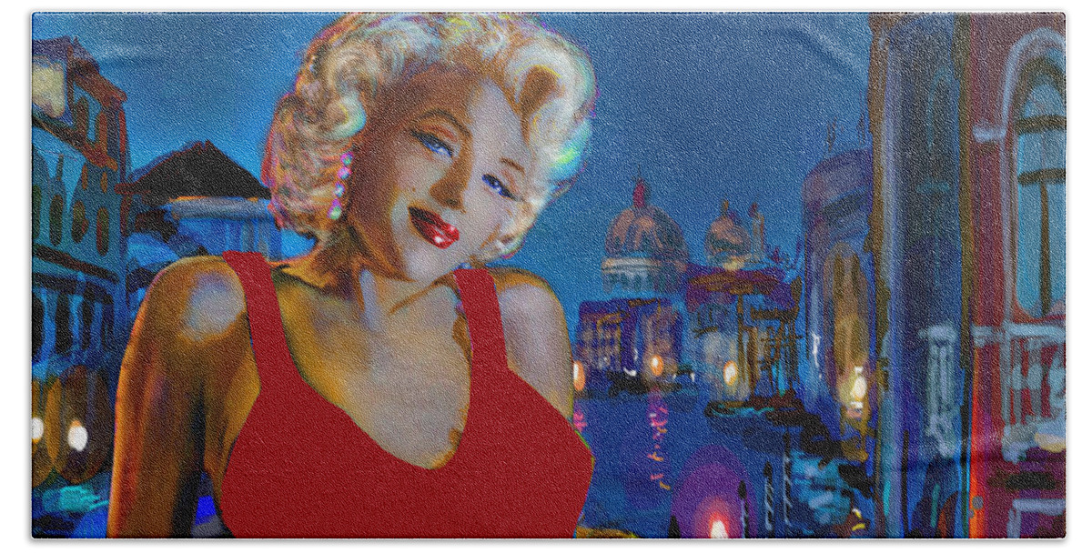 Theo Danella Beach Towel featuring the painting ROT in Venedig / RED in Venice by Theo Danella